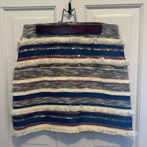 Moulinette Soeurs Skirt Womens Size 2 Anthropologie Erine Fringe Beaded Lined